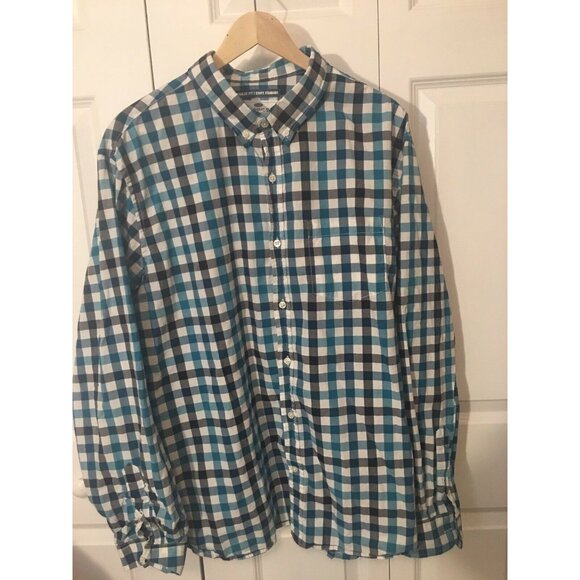 Old Navy The Classic Shirt Mens Sz XXL Blue/black Plaid - Picture 3 of 5